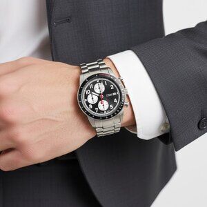 NWT Authentic Fossil Sport Tourer Chronograph Quartz Black Dial Men's Watch